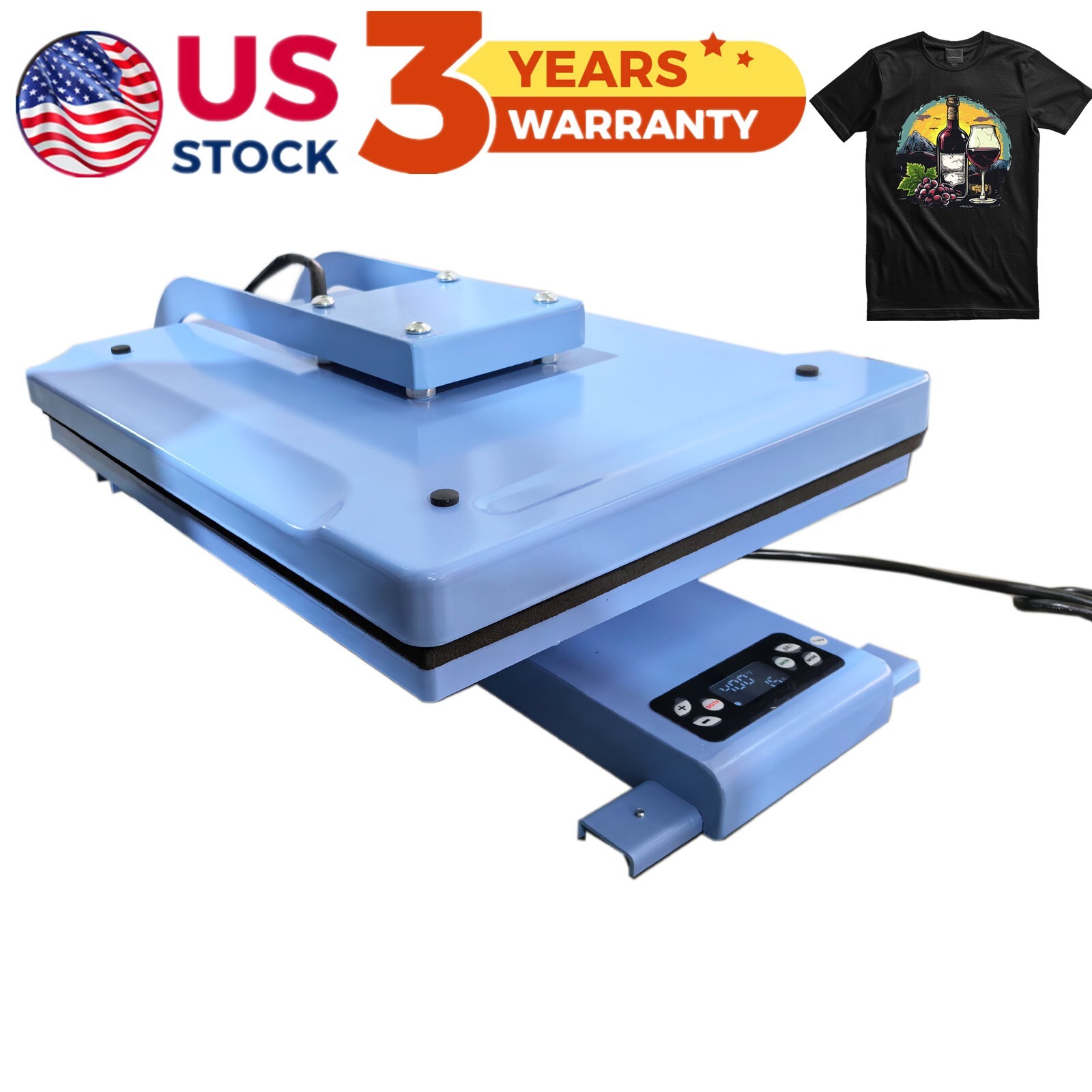 US Stock Qomolangma 16in x 20in Auto Easy Clamshell T-shirt Heat Press Machine
