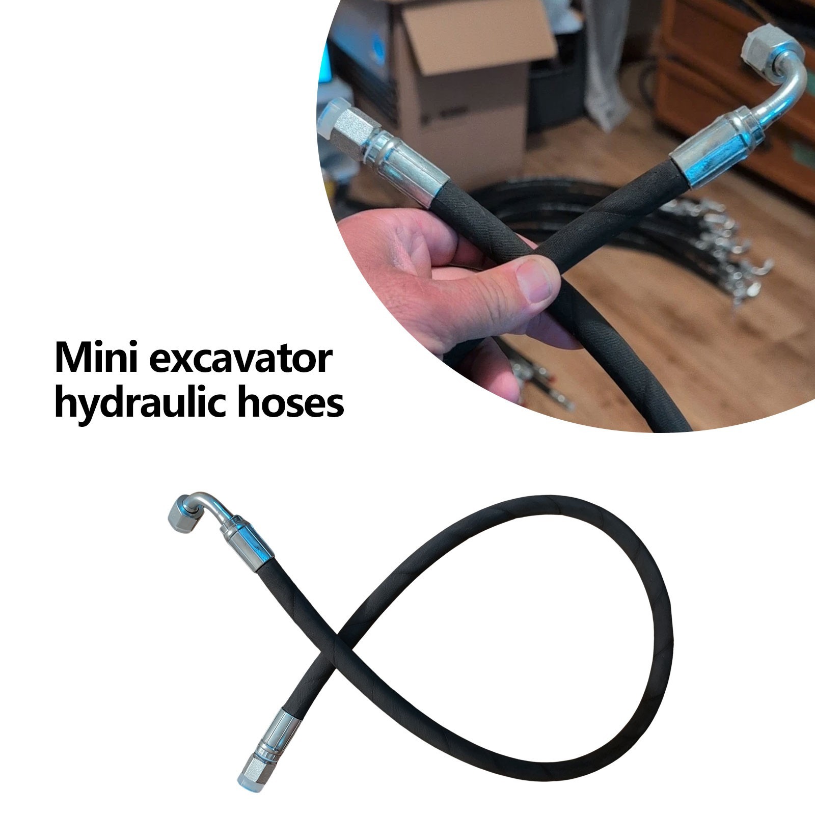 90cm Agt Miva Chinese Mini Excavator Hydraulic Hose M14x1.5 X 36″ One End 90°VYz
