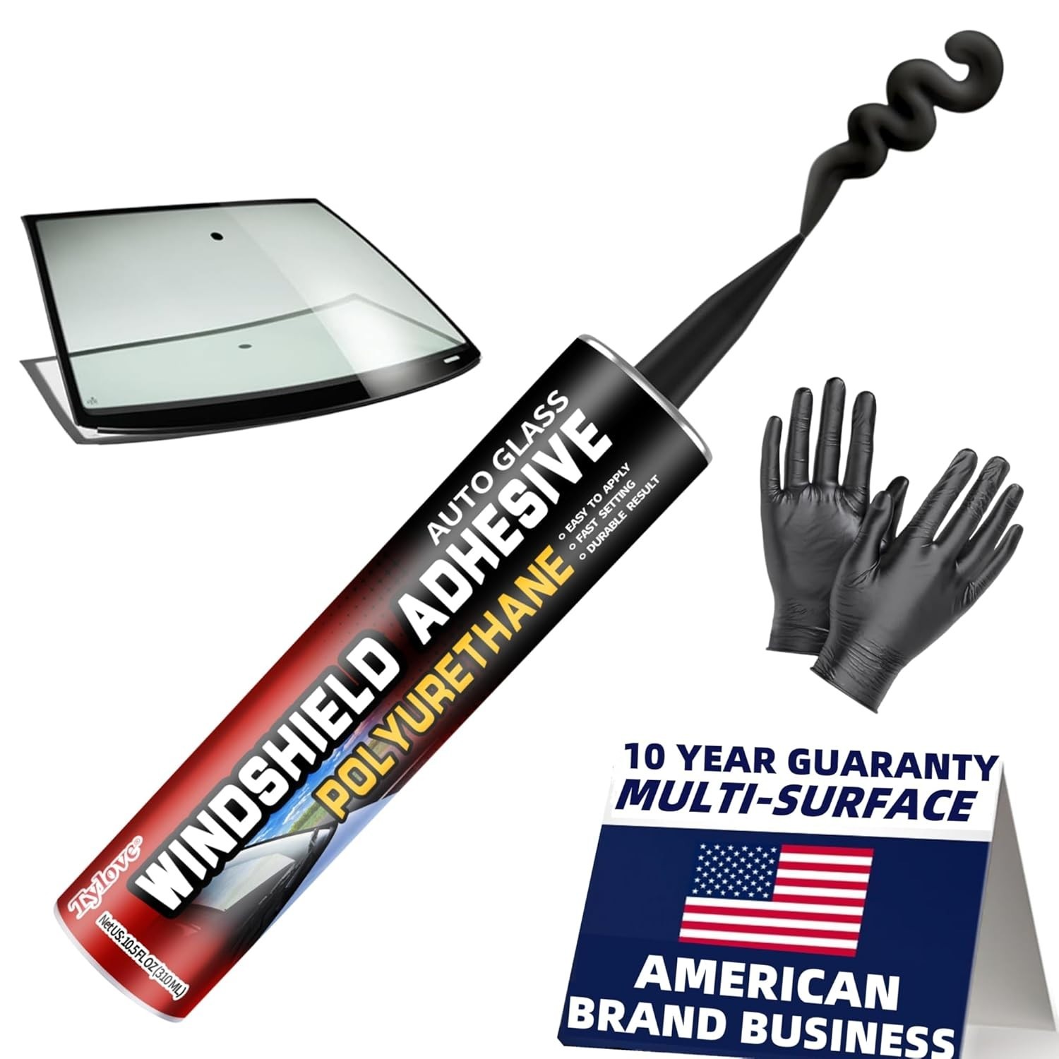 Professional Auto Glass Sealant 10.5oz Weather Resistant Quick Set Adhesive