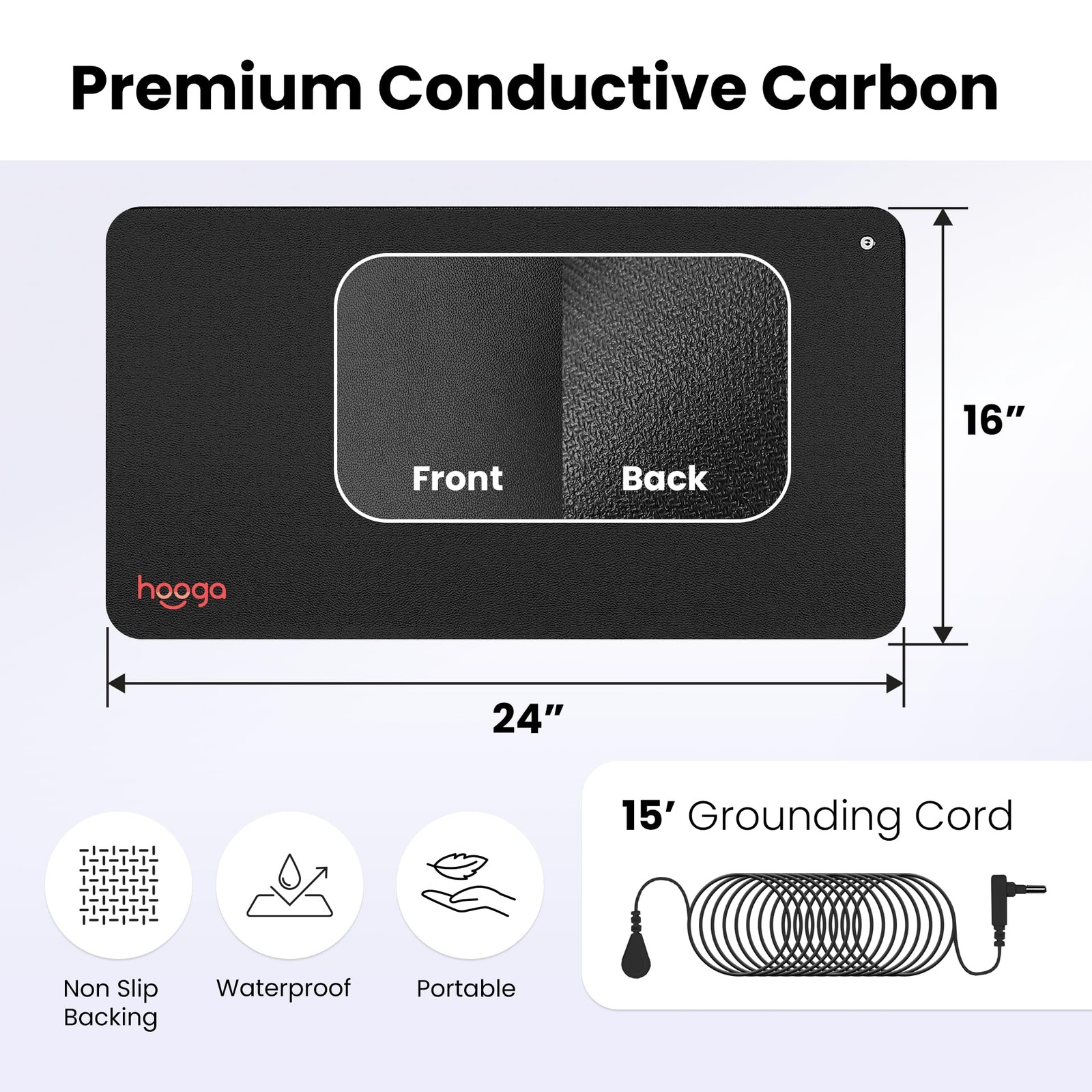 Hooga Grounding Mat For Desk Feet Floor Conductive Carbon Grounding Pad 15 Ft