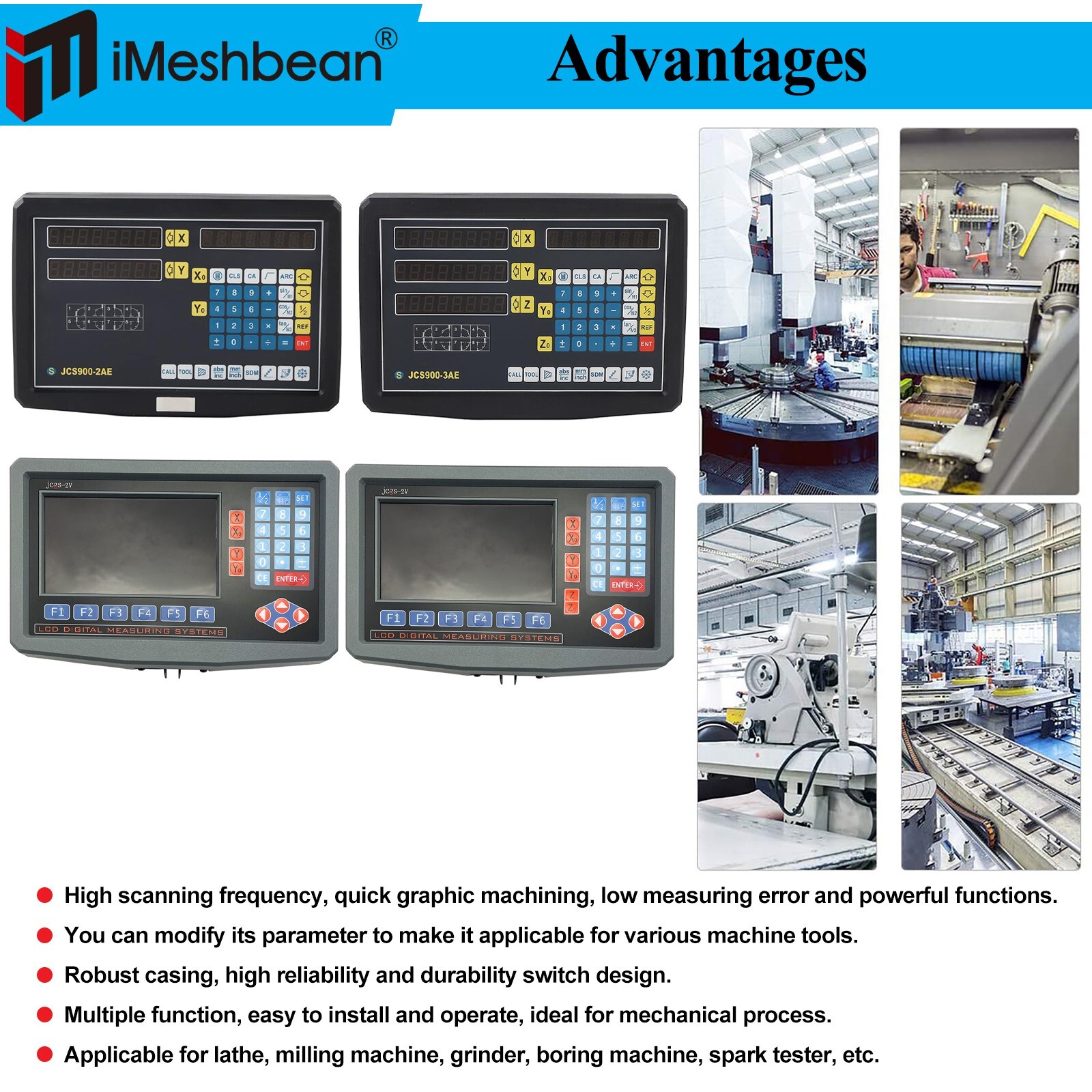 US 2/3Axis Digital Readout DRO Display Linear Scale Encoder for Bridgeport Mill