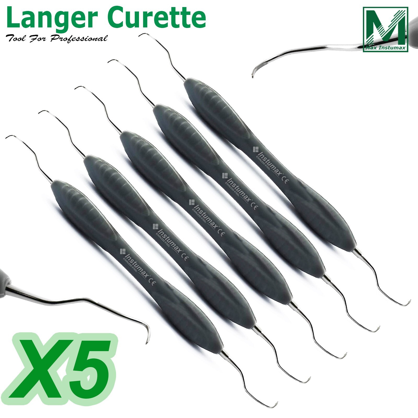 Langer 1-2 Curette Dental Silicone Handle Periodontists Scaler Hand Instruments