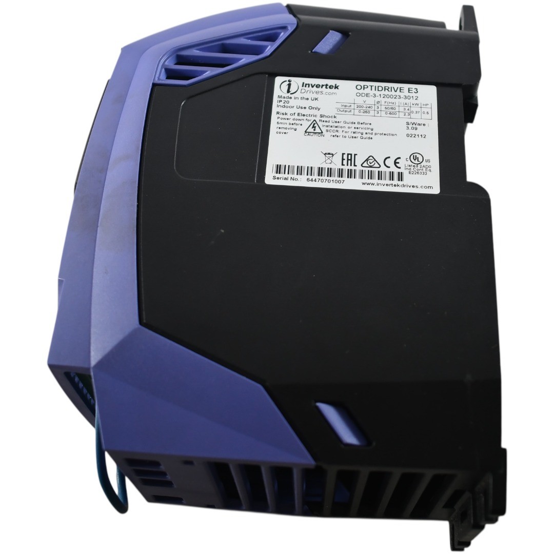 Invertek Drives OPTIDRIVE E3 ODE-3-120023-3012 VFD 0.5HP 240V 3 Phase AC Drive