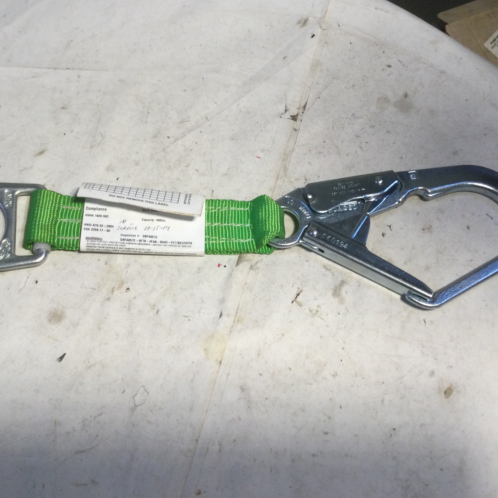 MILLER 480/19INGN LANYARD 19IN 400LBS HOOK ANCHOR POLYESTER NNB, NOS