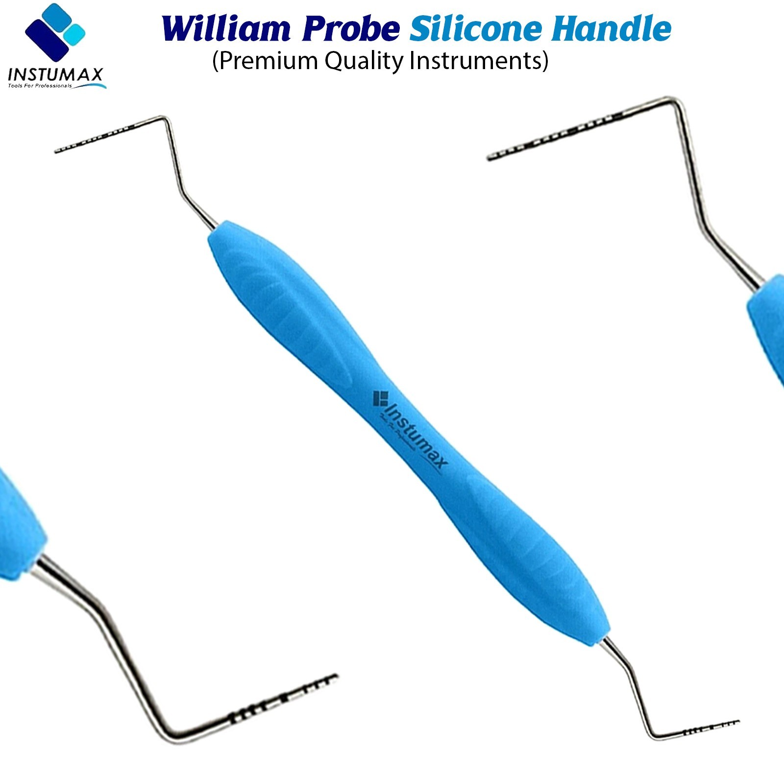 UNC15 / Who Ball End Color Coded Dental Periodontal Probes Blue Silicone Handle