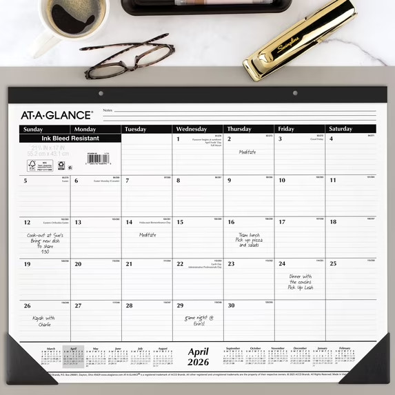 2026-2027 Large Size Academic Monthly Desk Pad Calendar 21.75″ x 17″ Paper