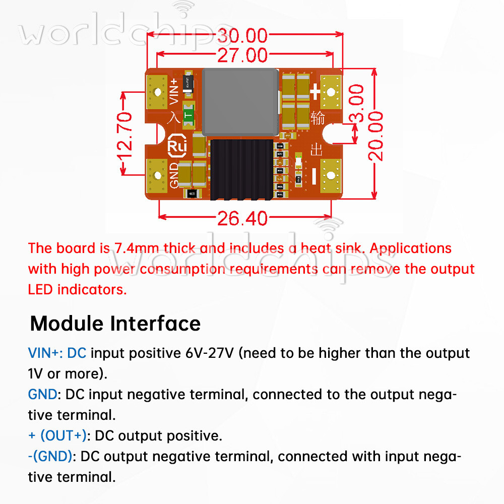 27V to 5V 12V 8A Mini DC-DC Voltage Reduction Module High Power Buck Module