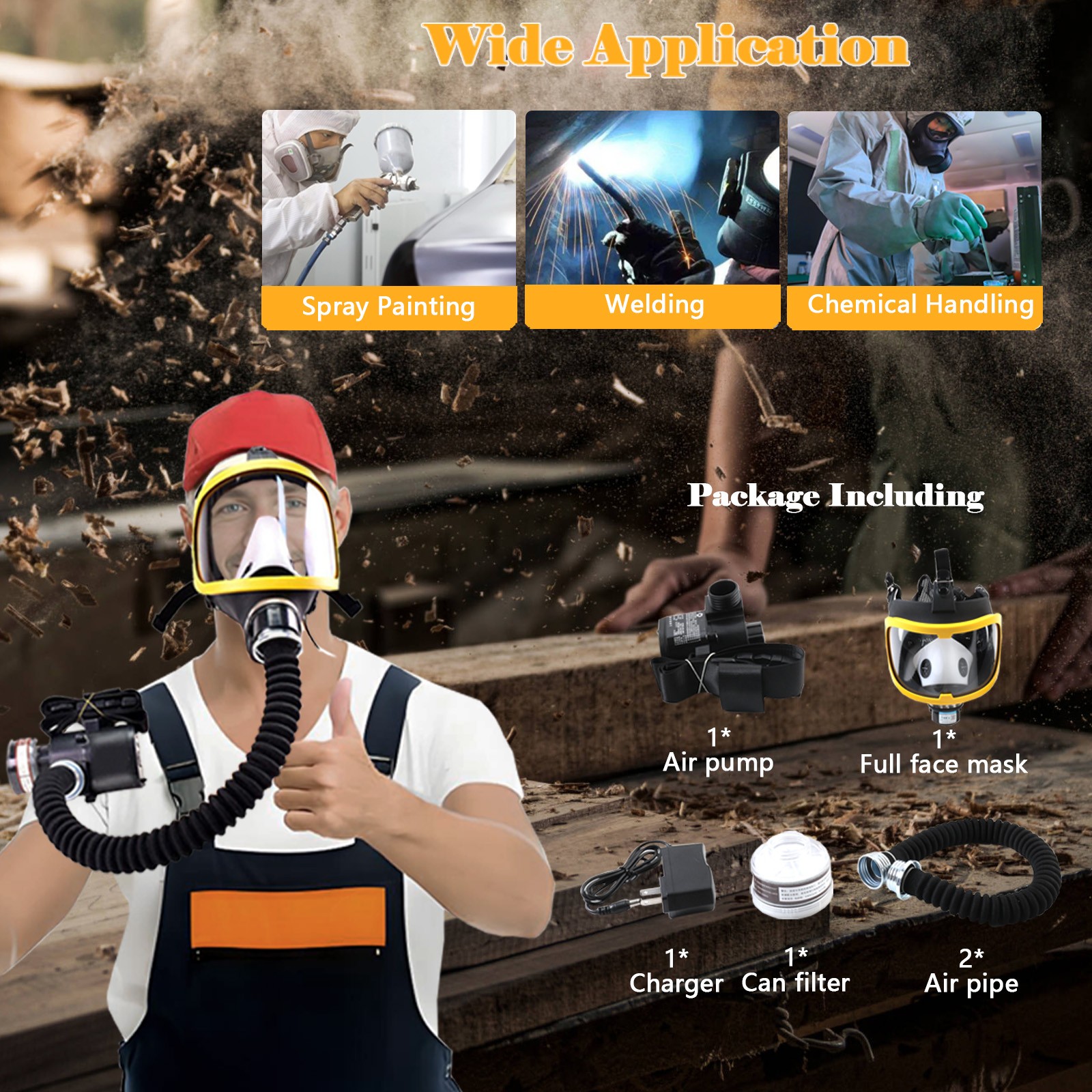 Electric Full Face Gas Mask Constant Flow Respirator Supplied Air Fed System us