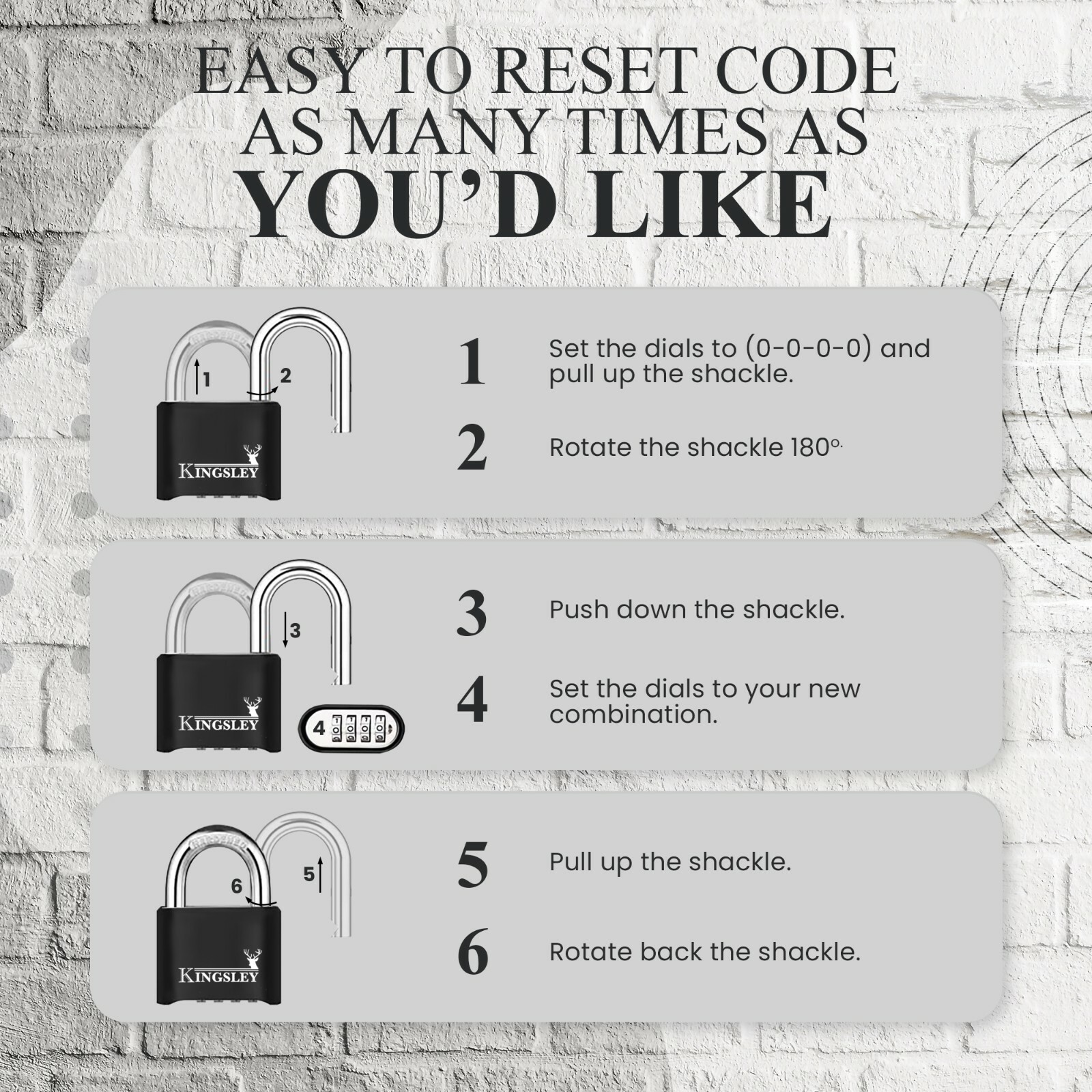 Resettable Kingsley 22L Combo Lock (Combination Padlock) Hardened Steel Shackle
