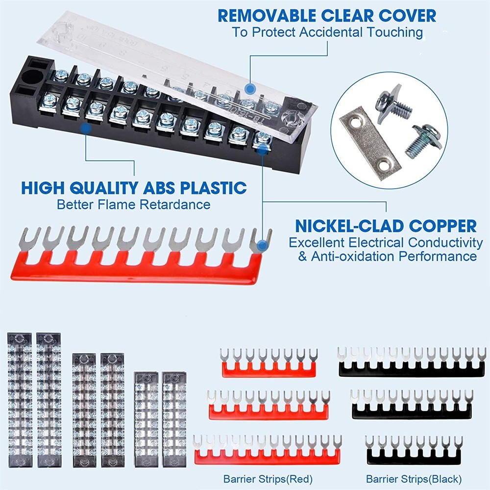 1 5 Set Dual Row 3-12 Positions Screw 600V 15A Barrier Strip Terminal Block