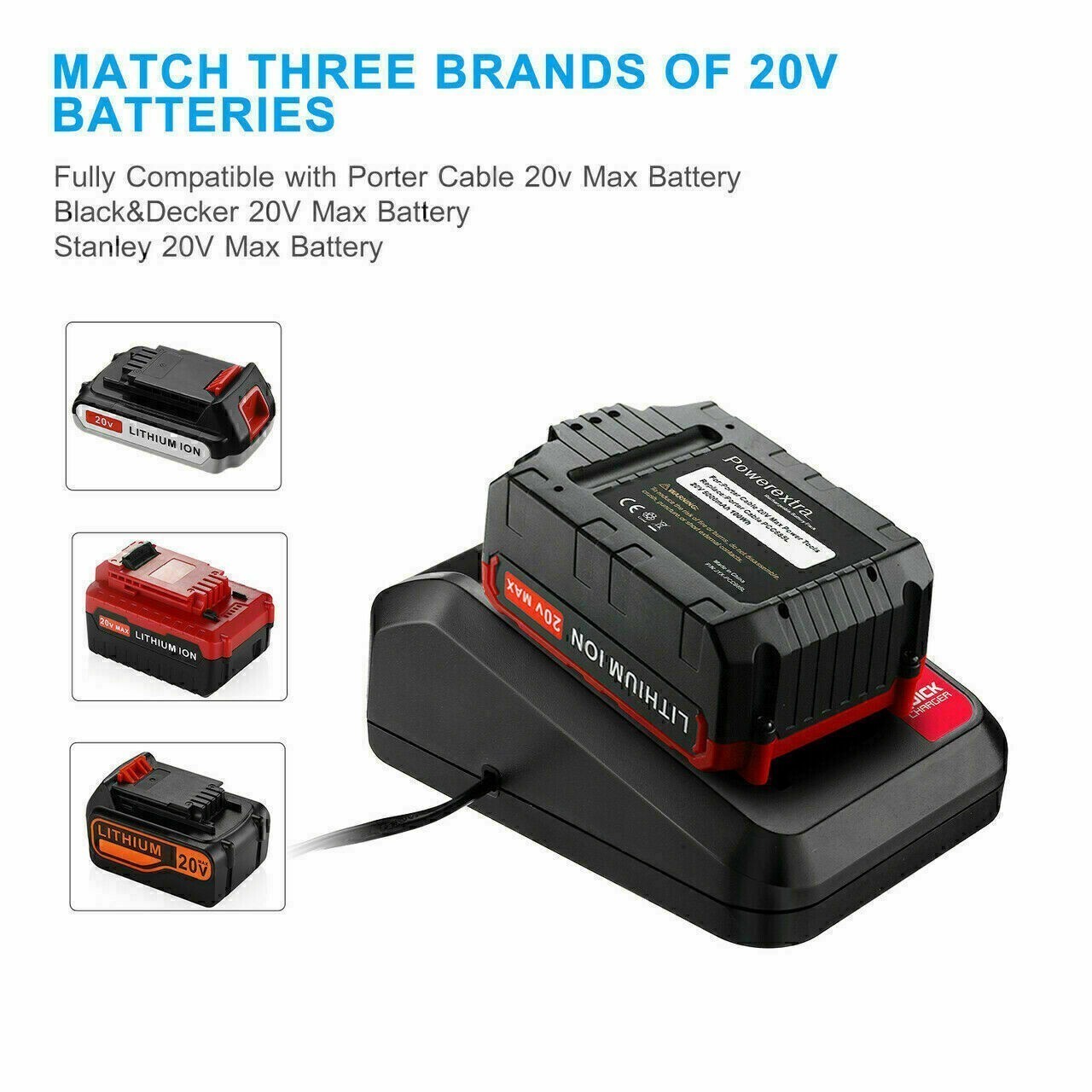 1-2PACK 8.0AH for PORTER CABLE 20 Volt Lithium-Ion Max PCC685L Battery &Charger