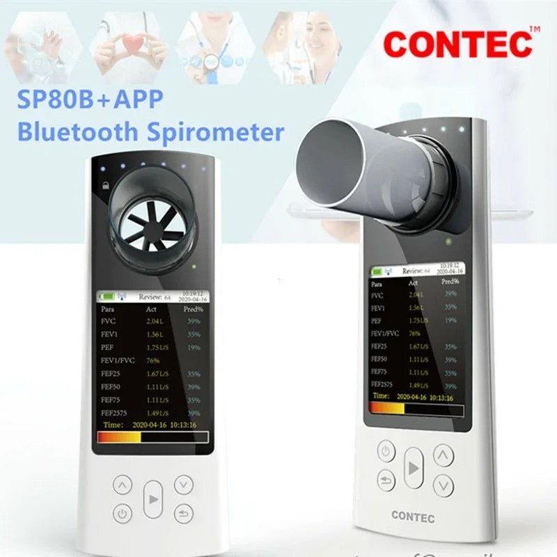 SP80B Handheld Bluetooth Spirometer – Pulmonary Function Tester (FVC, FEV1, PEF)