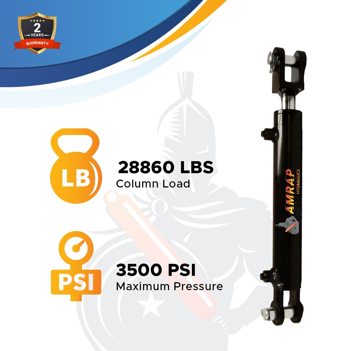 3.5×8 ASAE Hydraulic Cylinder -3.5″ Bore x 8 ASAE» Stroke Welded Clevis Cylinder