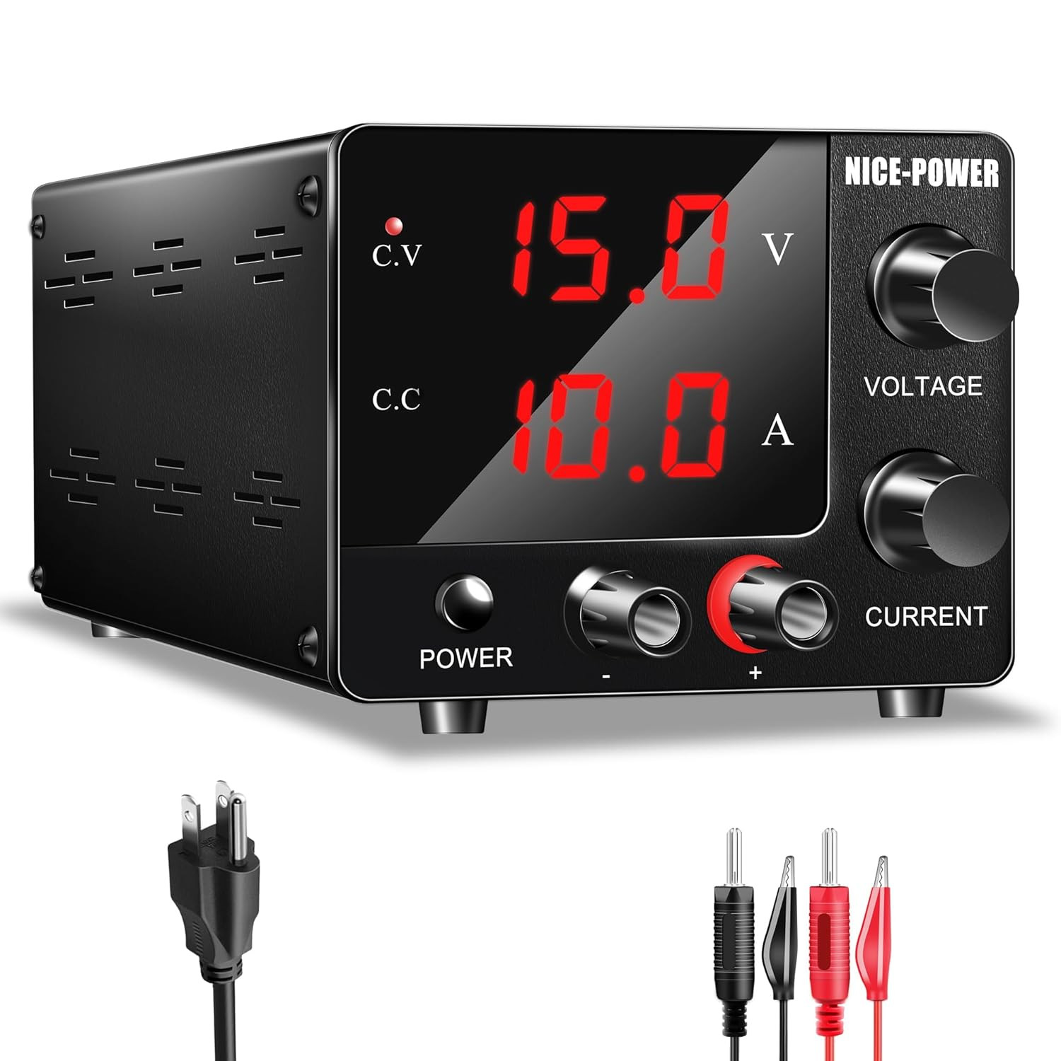 NICE-POWER DC Power Supply Variable 0~30V 0~10A, 3-Digits LED Display Current an