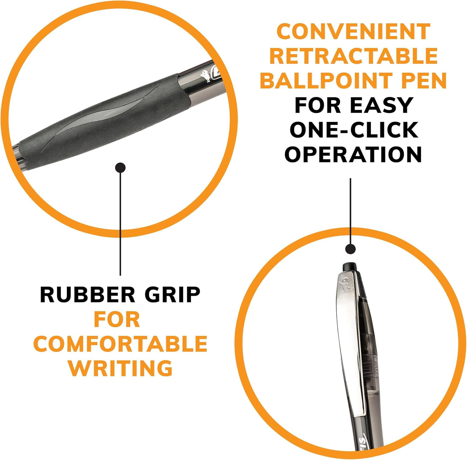 Glide Black Retractable Ballpoint Pens, Medium Point (1.0mm), 4-Count Pack, Ultr
