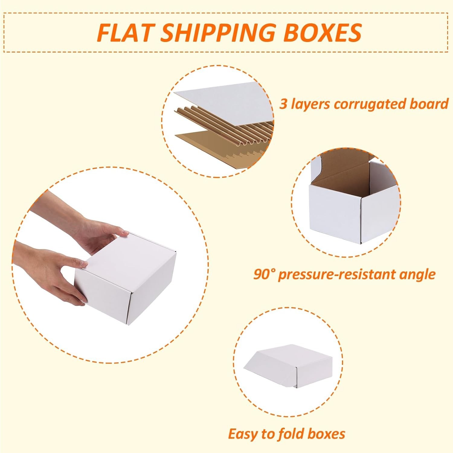 10 Pack 6x4x3 Shipping Boxes, White Corrugated Cardboard Box for Mailing, Pac…
