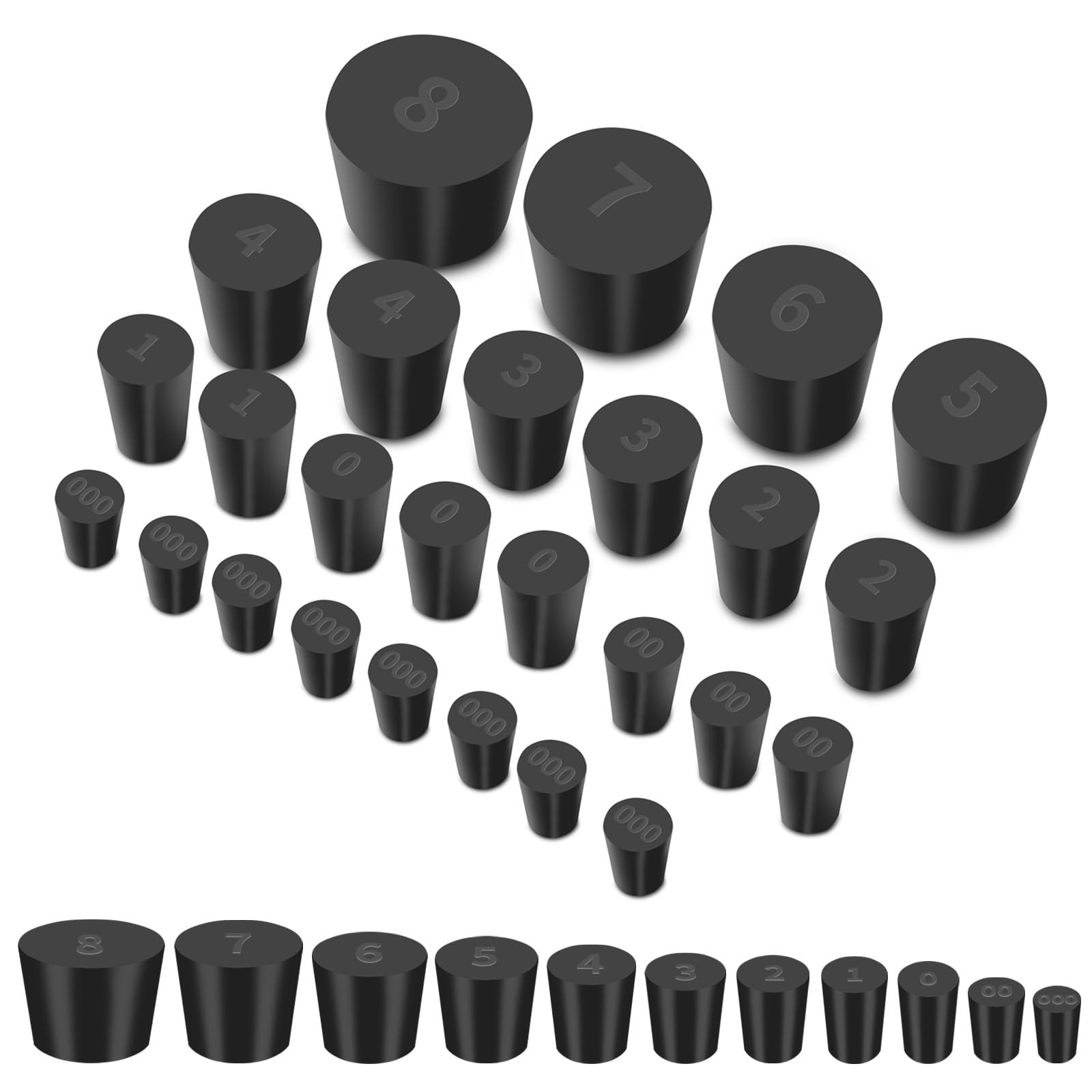 Rubber Stoppers 26 Pcs Assorted Sizes Lab Plugs Flask Test Tube Holes Sealing Du