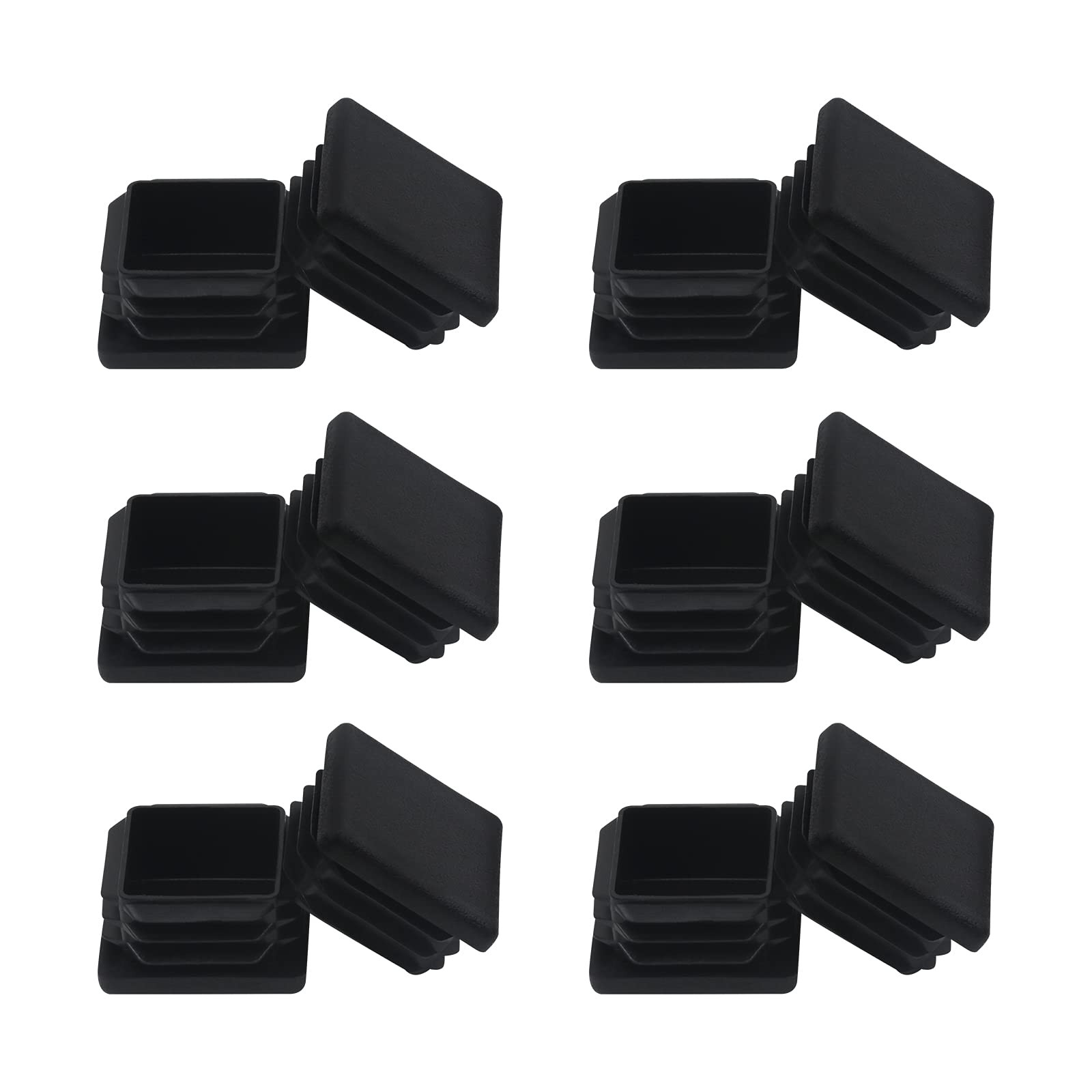 2″ 2×2 Square Tube End Cap Plastic Plugs 12Pcs, 2″x2″ 2 Inch Square Tubing Plu