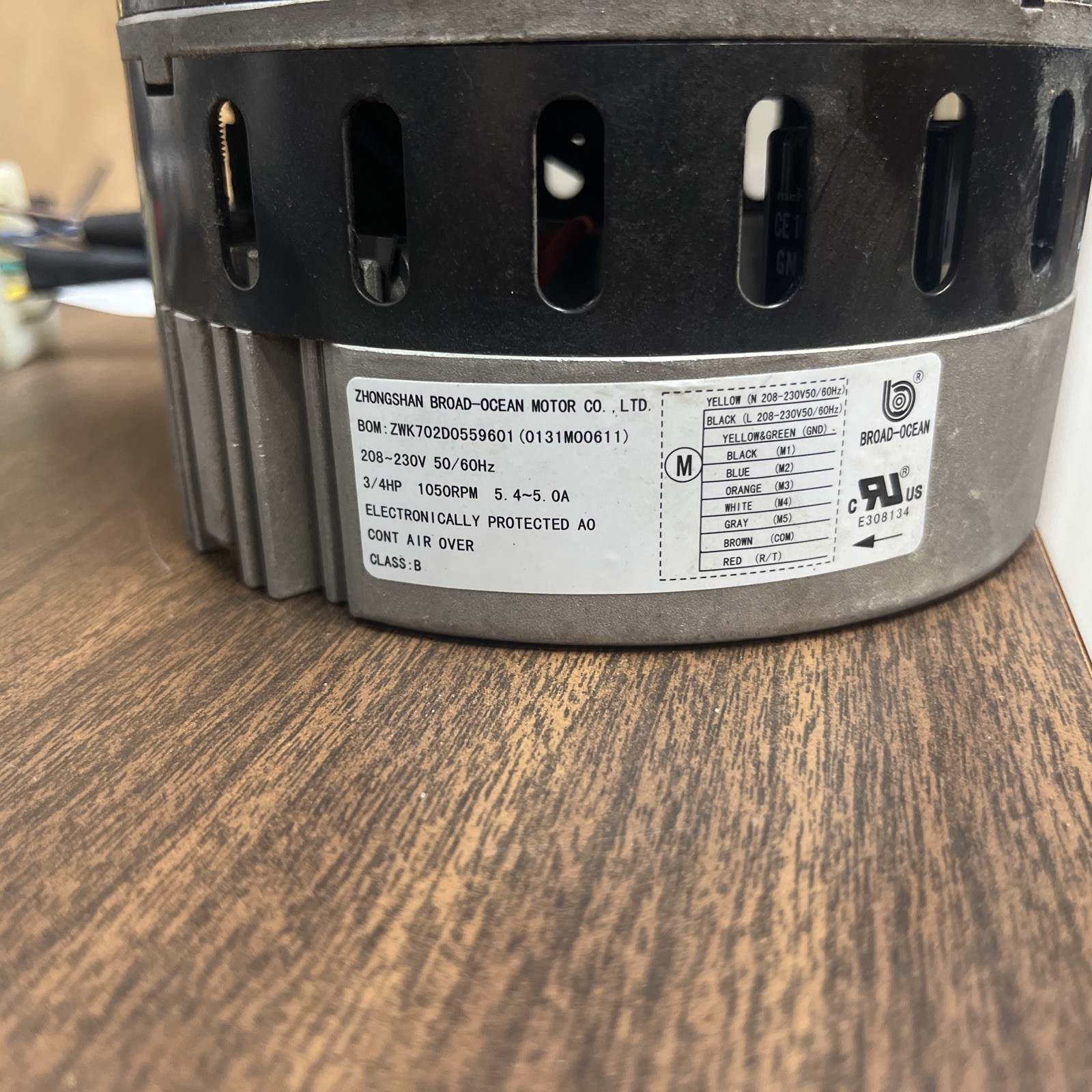 BROAD-OCEAN ZWK702D0559601 ECM BLOWER MOTOR 3/4HP 208-230V 1050RPM