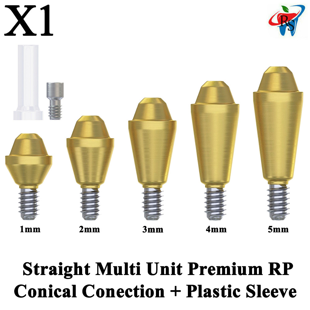 1x Set Prosthetic Straight Multi Unit 1.6 RP Conical 2.65 + Plastic Sleeve