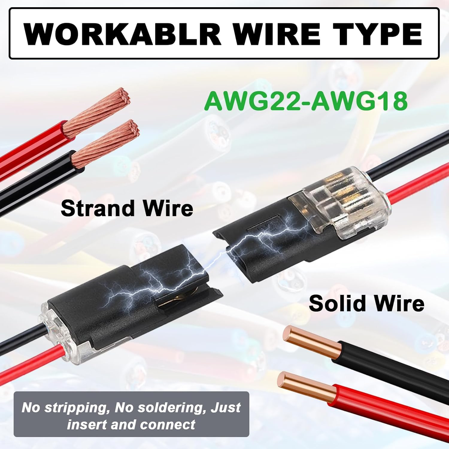 20Pcs Double Wire Plug in Connector, LED Light Strip Low Voltage Connectors 2 Pi
