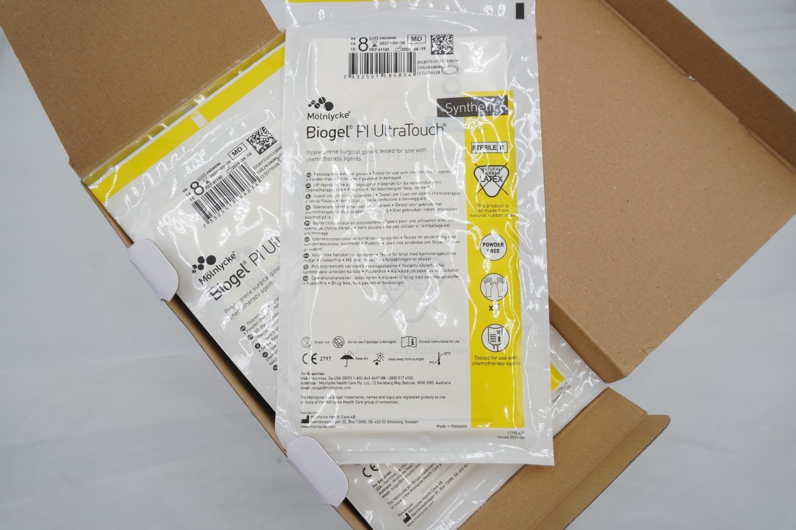 Molnlycke 41180 Biogel PI Ultratouch Gloves Box/50 EXP 03/2027 Size 8