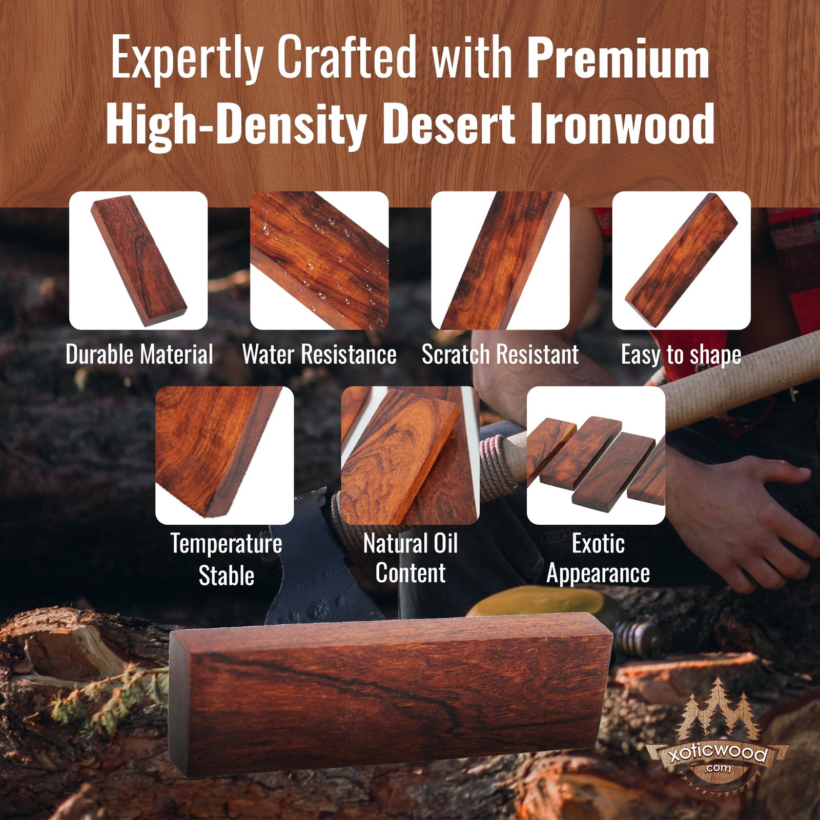 IECAP LLC Desert Ironwood Blanks — 6 x 3 x 2 Inches — Exotic 6 x 3 x 2 inches