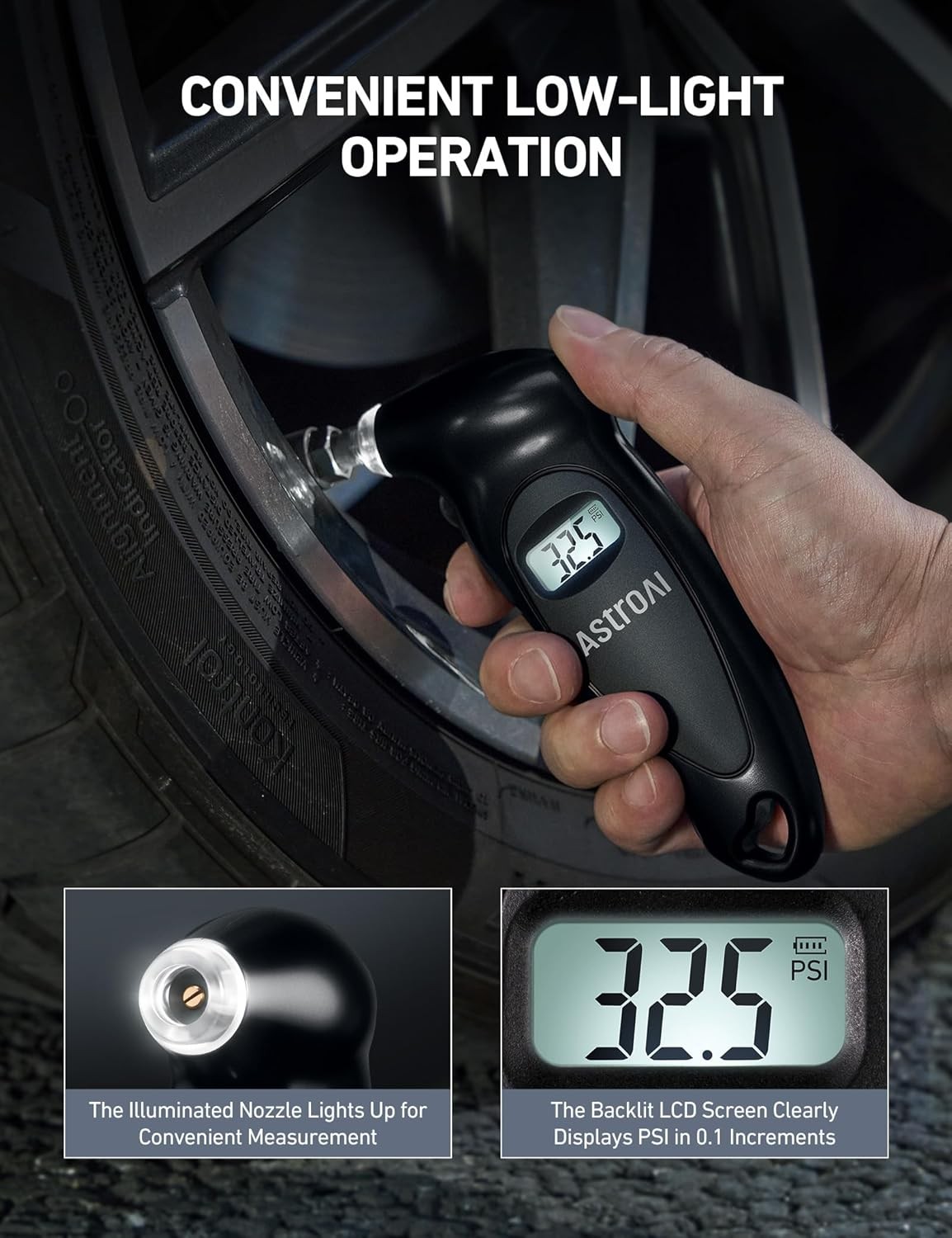 Digital Tire Pressure Gauge 0-150PSI Backlit LCD Accurate Tester
