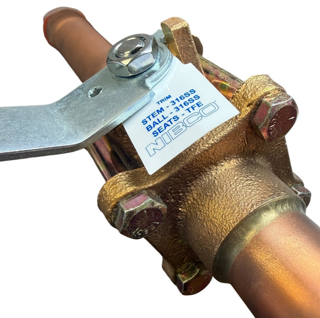 NIBCO NJ9220A CS595YXK 1″ OXY CLEAN Bronze Ball Valve 600 CWP 12″ Stub Ends