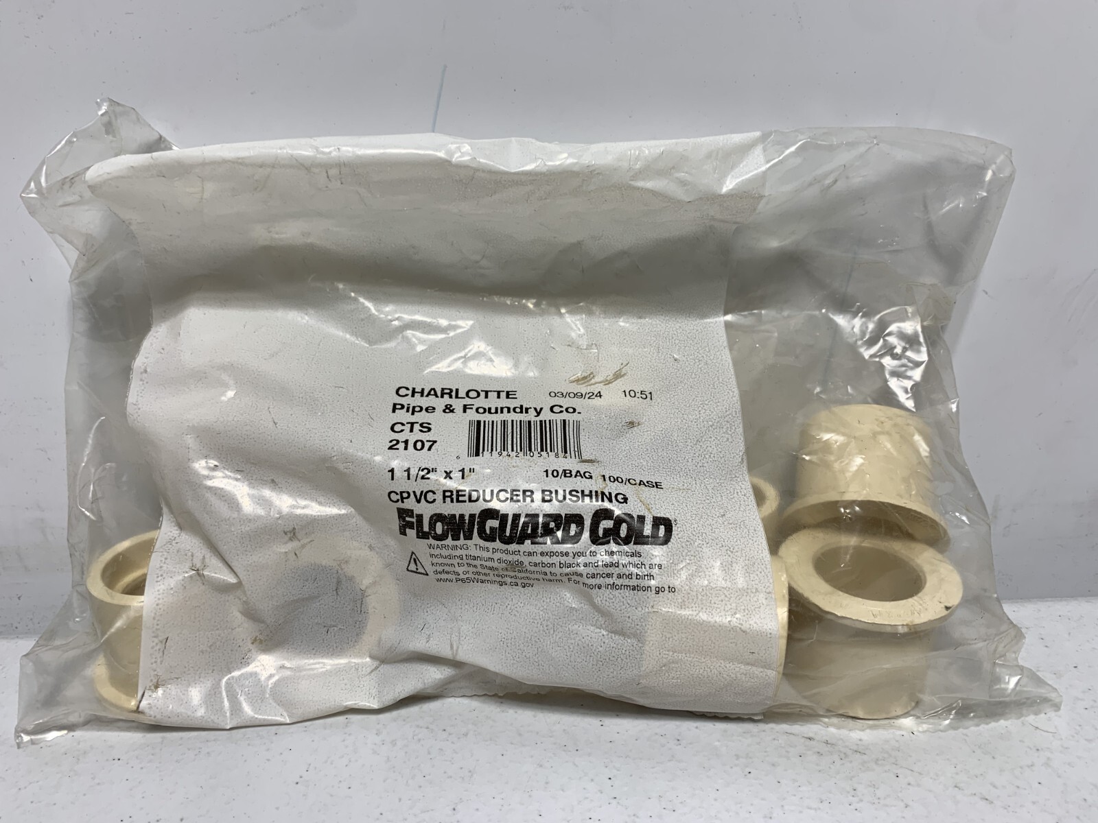 Charlotte CTS 2107 FLowguard Reducer Brushing 1 1/2″ x 1″ (pk of 10)