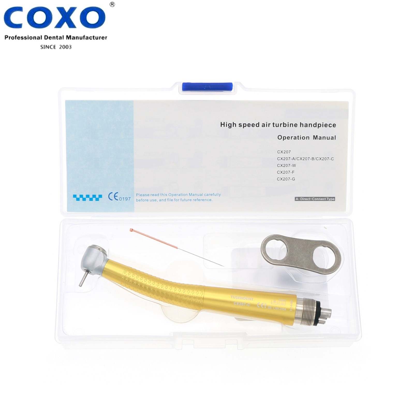 US COXO Dental CX207-C H14 High Speed Air Turbine Colorful Handpiece 4 Hole M4