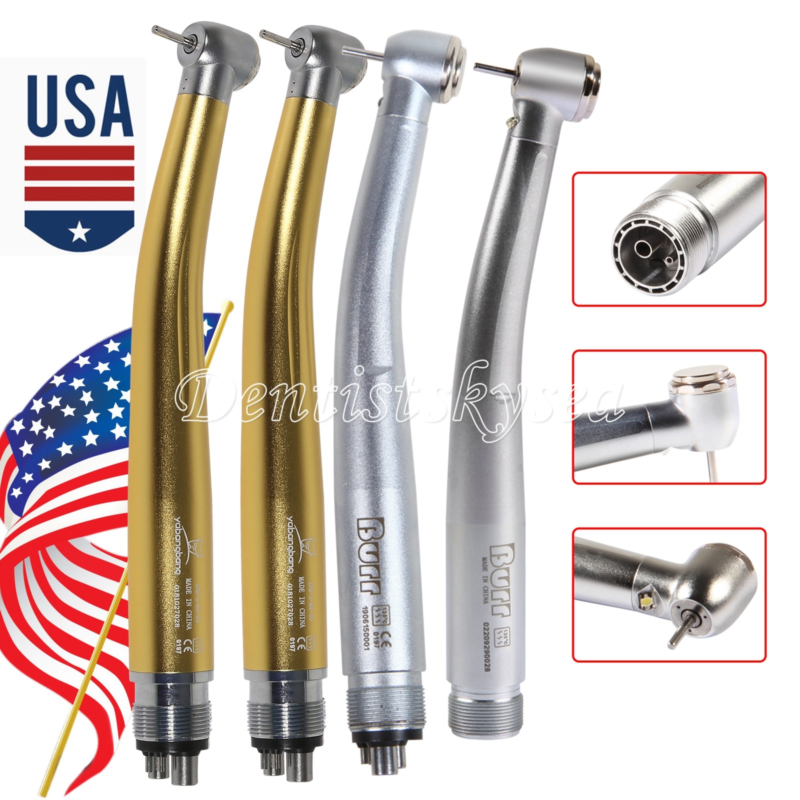 NSK Style Dental (Fiber Optic LED E-generator) High Speed Handpiece 2/4 Holes US