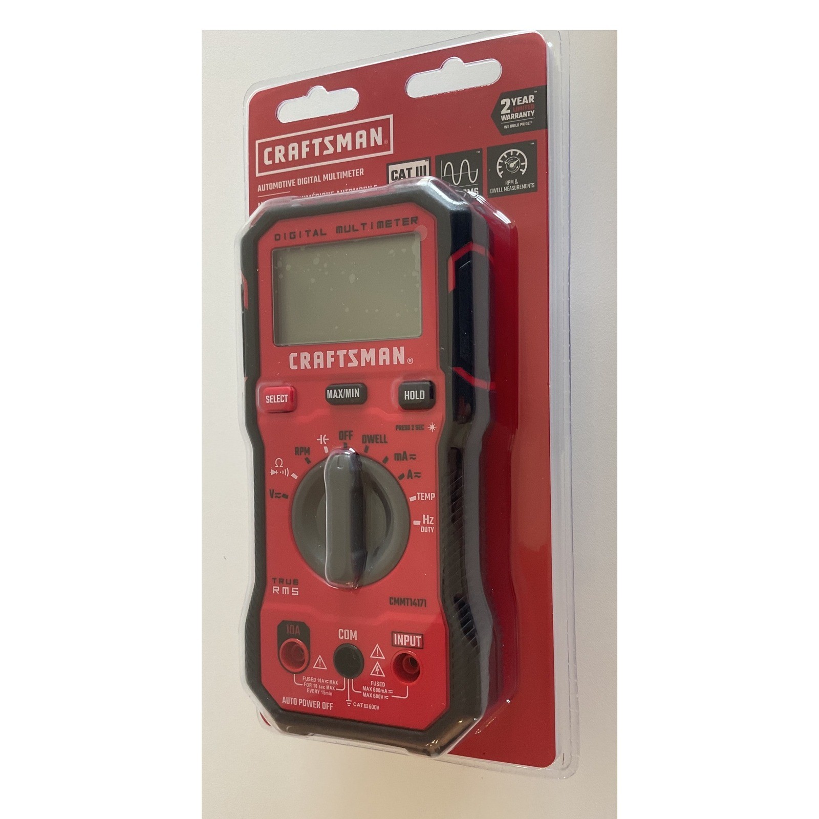 Craftsman Automotive Digital Multimeter CMMT14171 True RMS CAT III 600V New