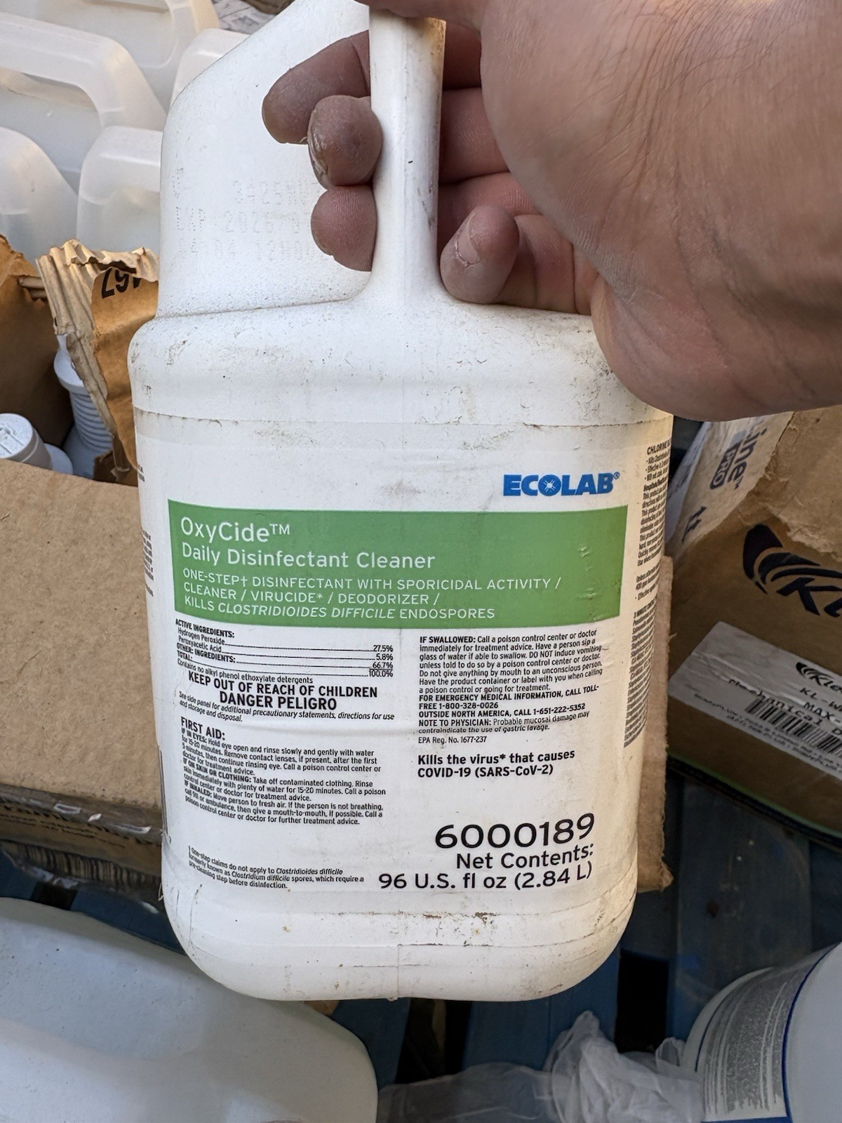 Ecolab OxyCide Daily Disinfectant Cleaner 96 fl oz Jug Unscented 6000189