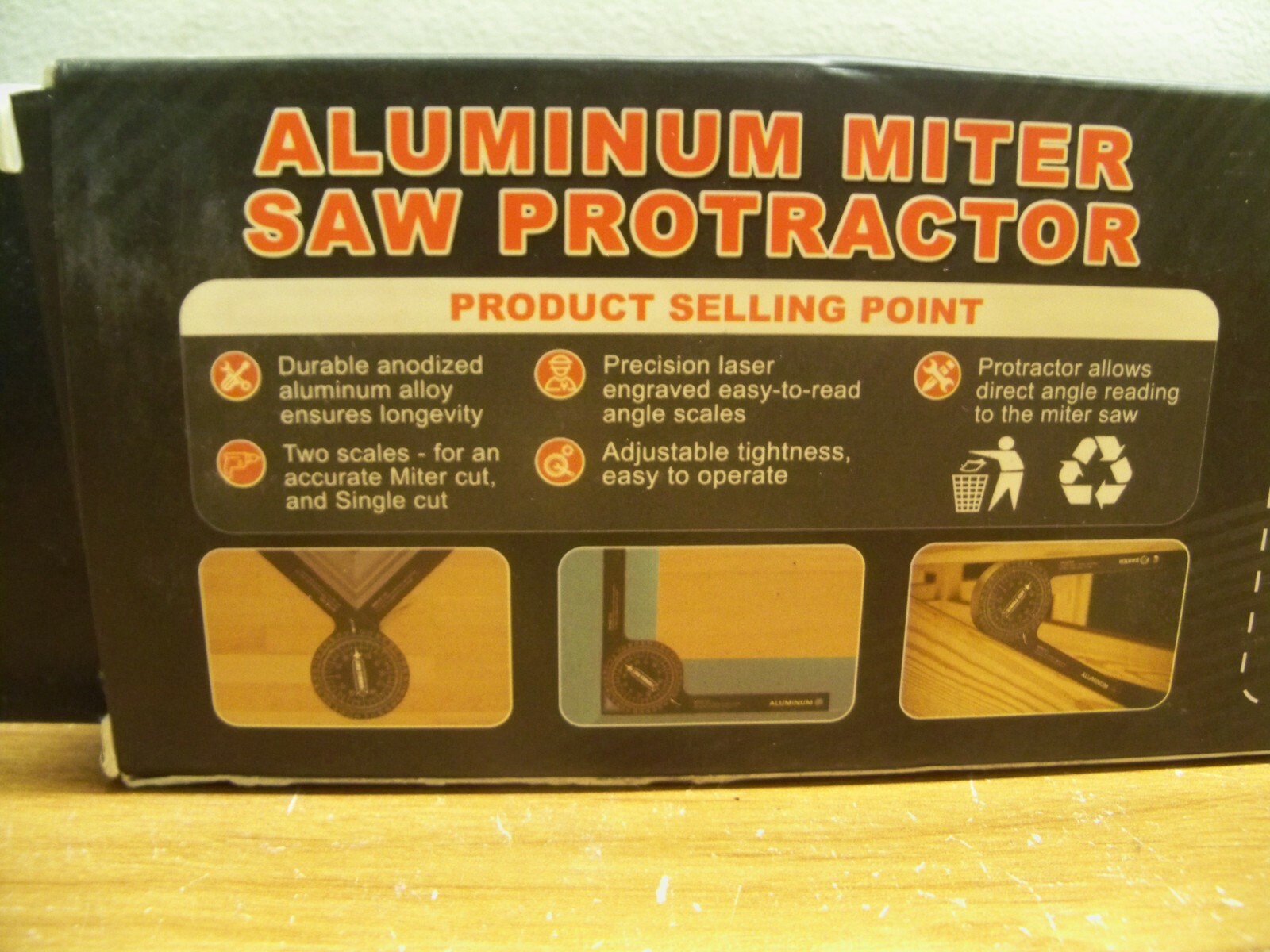NEW SAKER GJ16311-E001 ALUMINUM MITER SAW PROTRACTOR ORANGE FREE 1ST CLS S&H