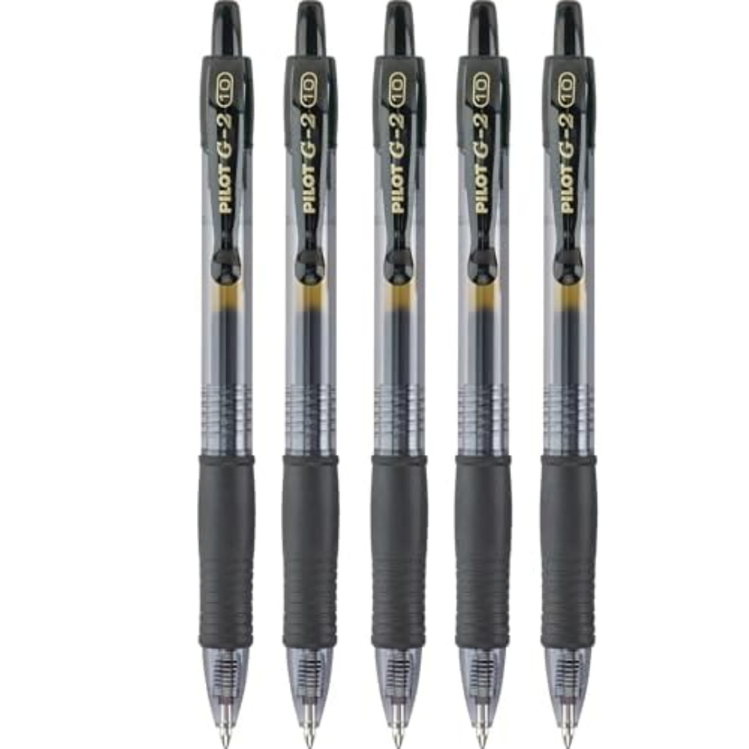 Pilot G2 0.7mm Roller Ball Gel Pens Black Ink 5-Pack (31078)