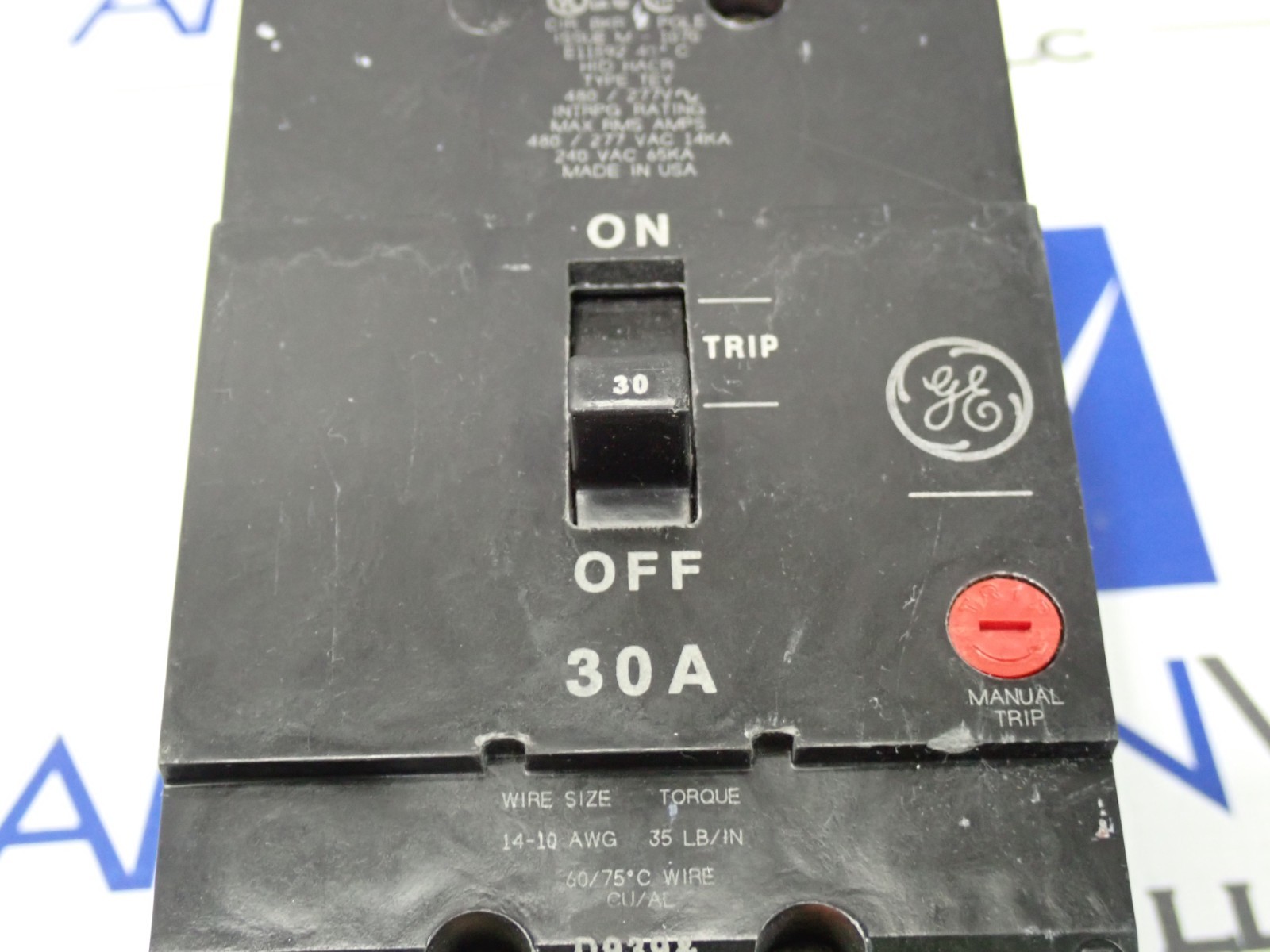 GE TEY330 30 Amp 3 Pole 480/277V TEY Circuit Breaker New Take Out