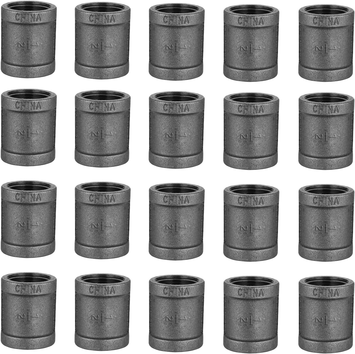 20 Pack 1/2″ Pipe Fitting Coupling Malleable Iron Cast Pipe Decor Shelf Bracket