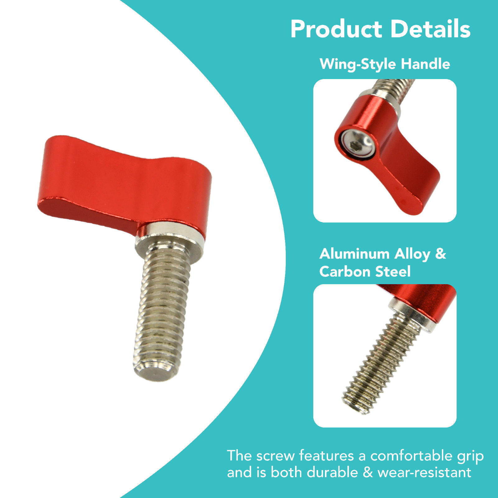 Adjustable 4pcs Thumb Lever Screw, M4*17mm & M6*17mm Sizes (Red or Black)