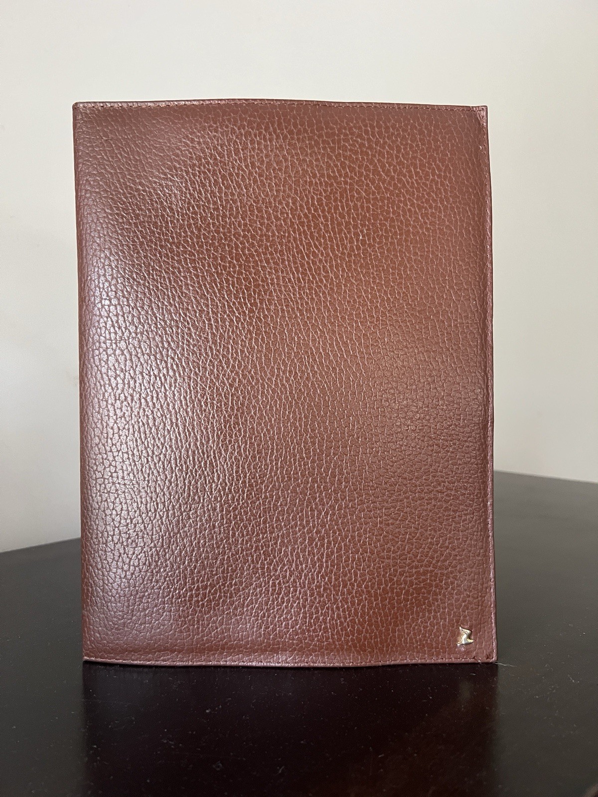 Vintage Brown Pebbled Leather Portfolio Letter Size Legal Pad Holder Gold Bird