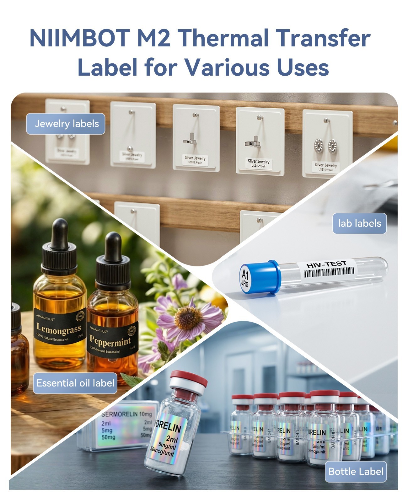 NIIMBOT M2 Label Printer Kit for Lab Vials Cryogenic Labeling No Smudge Bundle