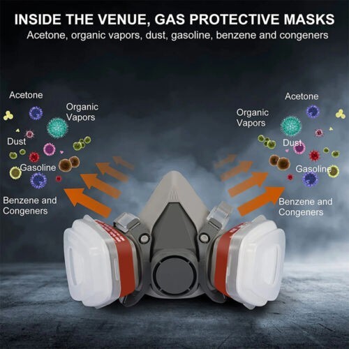 7in1 Half Face Gas Mask 6200 Respirator Safety Protect Painters Respirator New