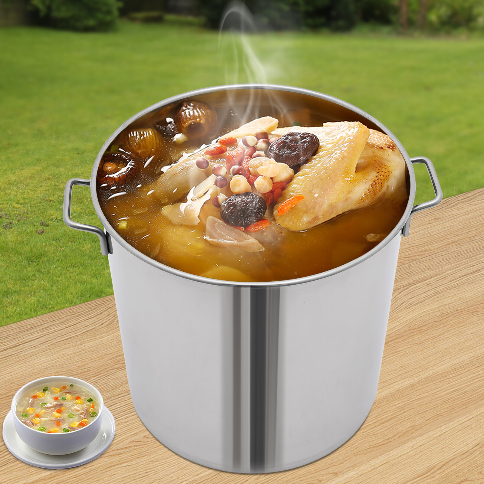 40L/42.27Qt Seafood Boil Pot Stainless Steel Shrimp Boil Stock Pot w/ Basket