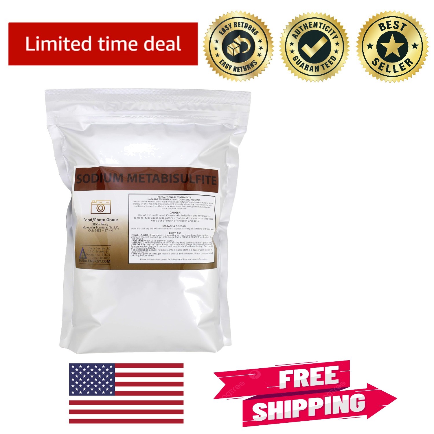 5 lb Food Grade Sodium Metabisulfite 98.6% – Perfect Antioxidant for Wine Making