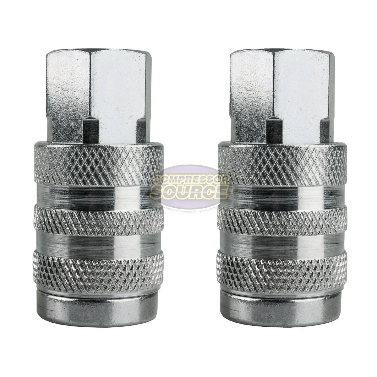 2 Industrial Style Steel 1/4″ FNPT Air Compressor Quick Couplers 6 Ball Bearing