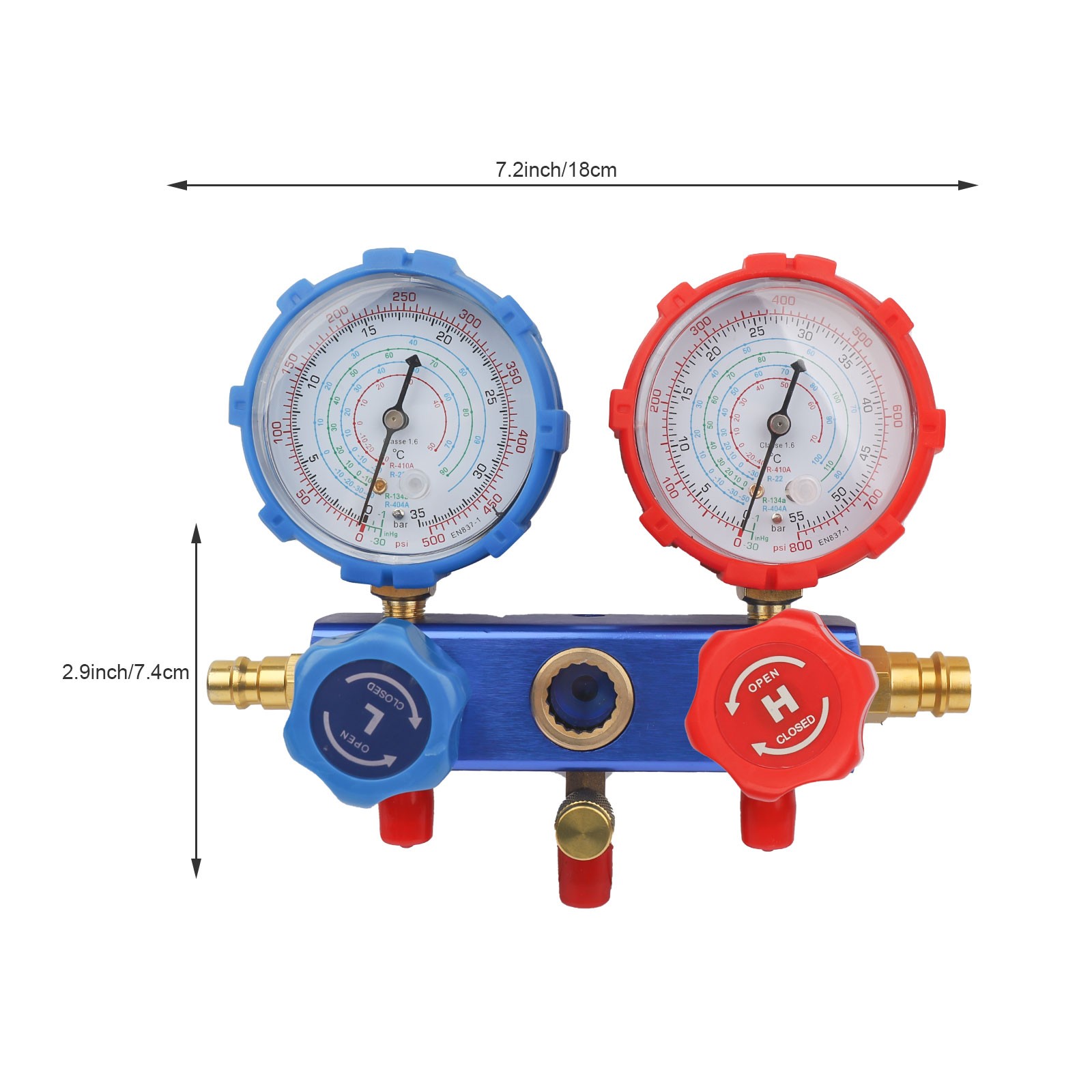 HVAC AC 3 Way Manifold Gauge Set w/ 5ft Hoses R134a R410a R22 R404a Tool Kit