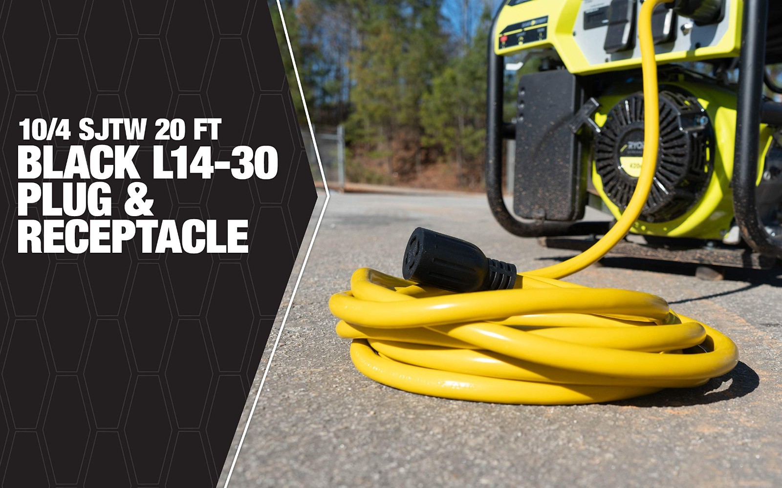 10-Gauge Heavy Duty Generator Power Cord, L14-30 Locking Plug, 20ft, Weather Res
