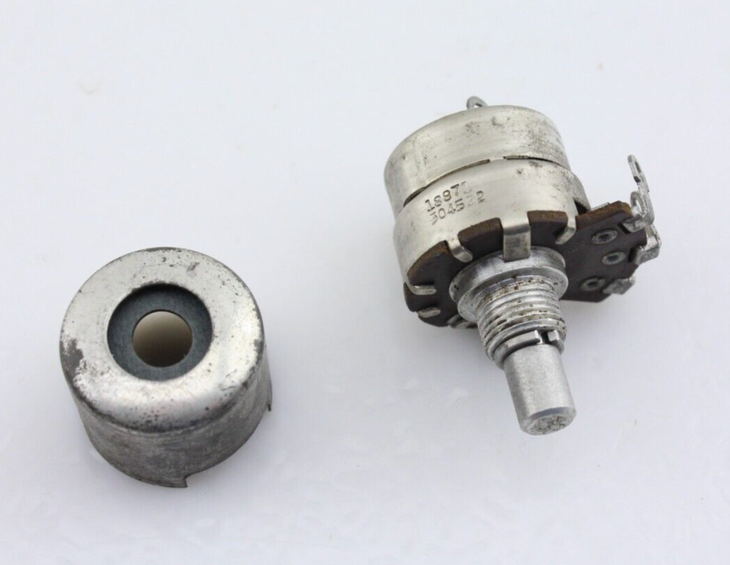 Vintage 1955 Stackpole 1M Ohm Audio Taper Potentiometer Switched RF Shield Cup
