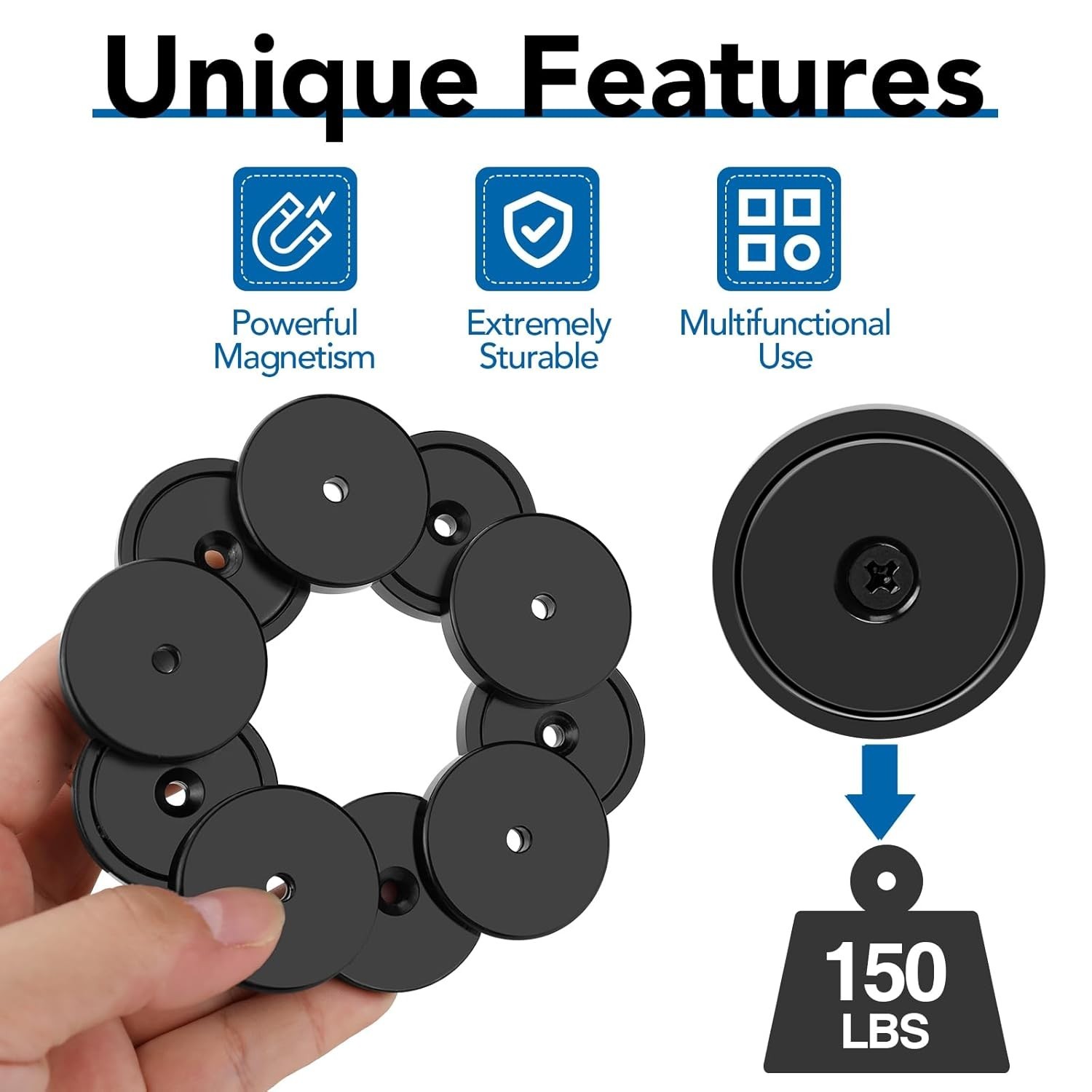 Magnets,150lb+ Waterproof Strong Neodymium Cup Magnets with Screws for Wall M…