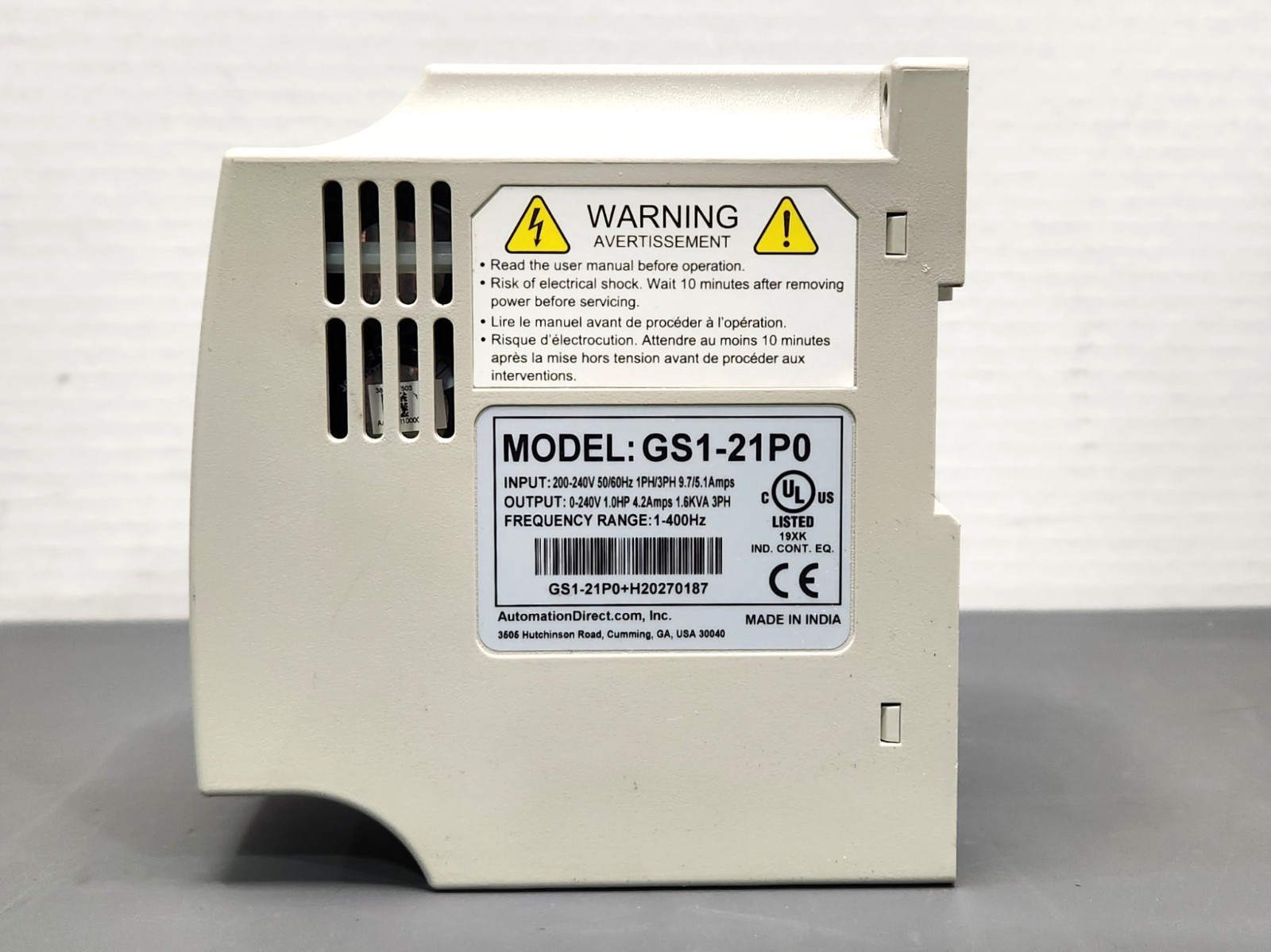 Automation Direct GS1 AC Drive 3-Phase Variable Frequency Drive (VFD) Untested